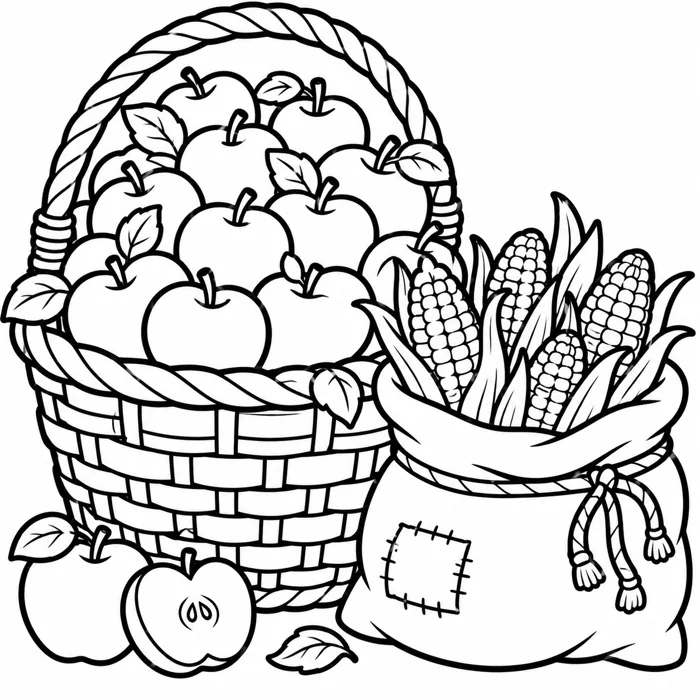 Harvest basket coloring page